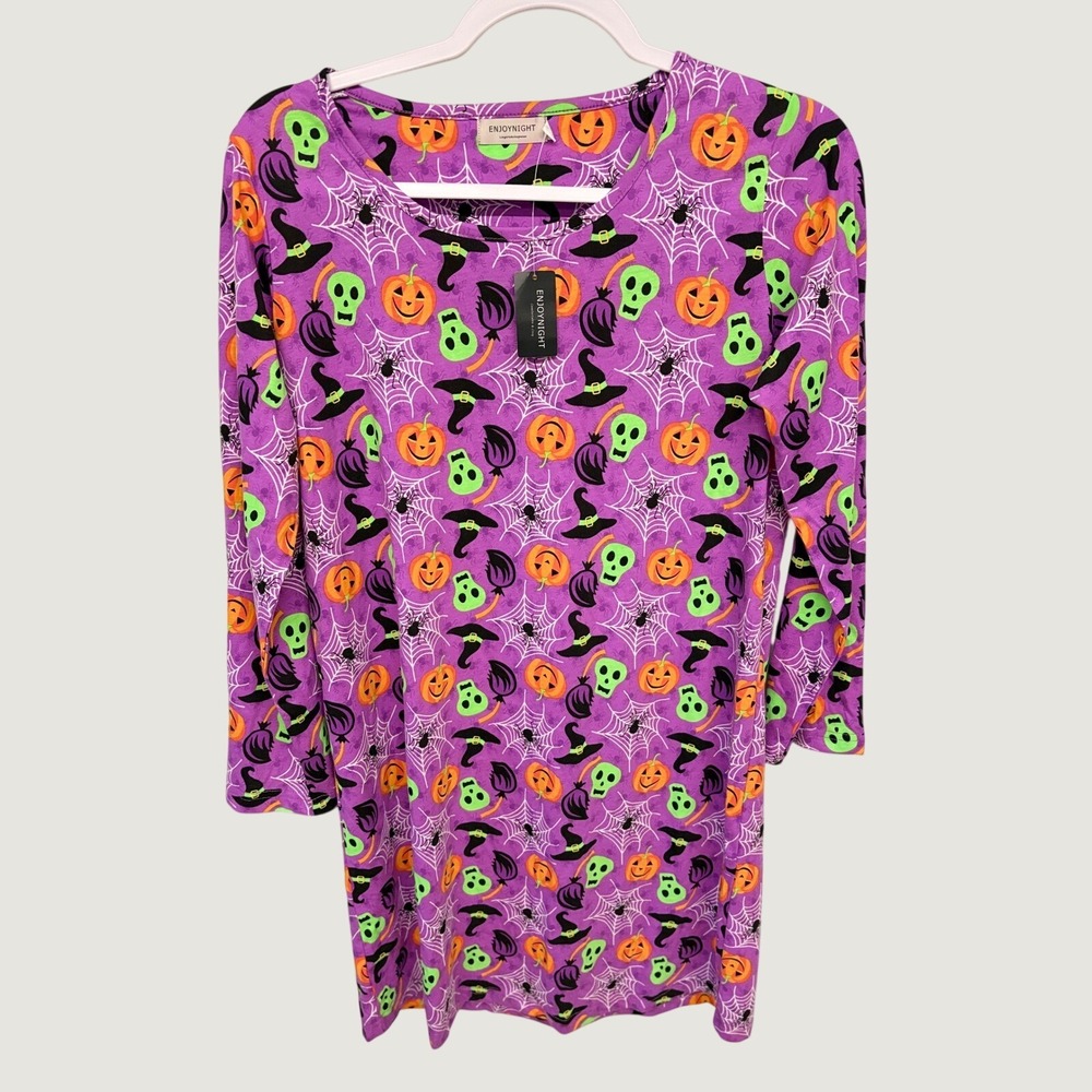 Halloween Dress Nightgown Spooky Festive Print Long Sleeve Women S Pumpkin